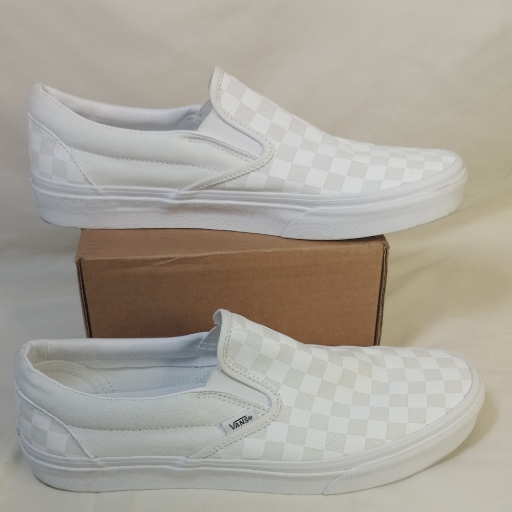 Vans Men's White Checkered Slip-On Shoes